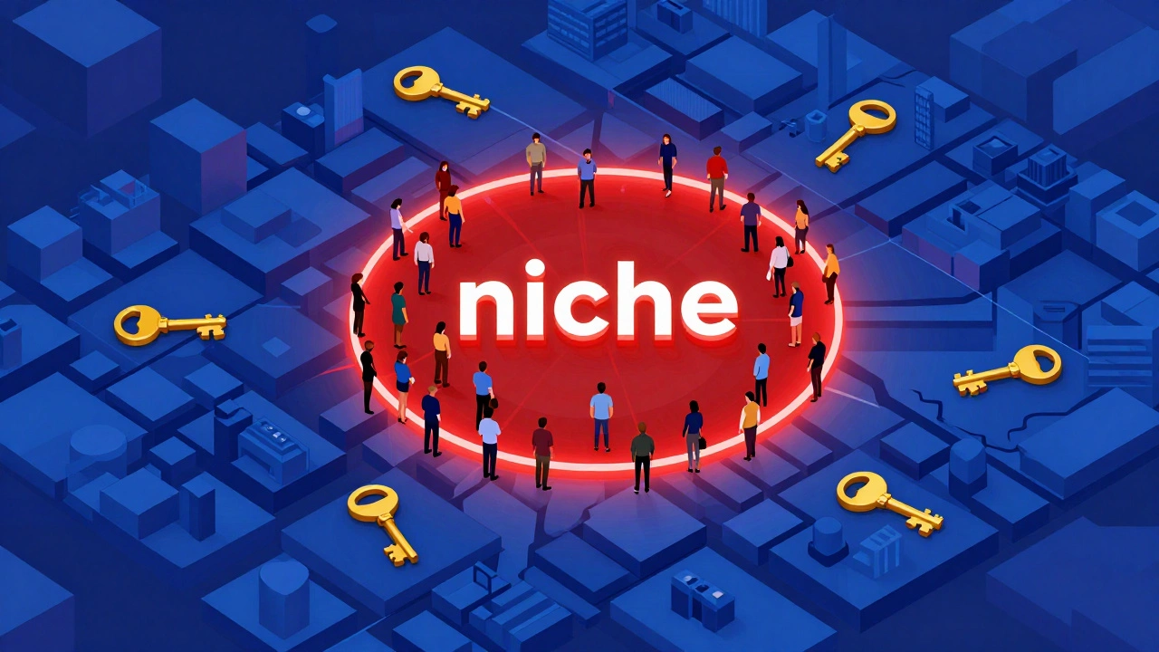 A conceptual map showing hidden golden keys in quiet areas away from a crowded central hub.