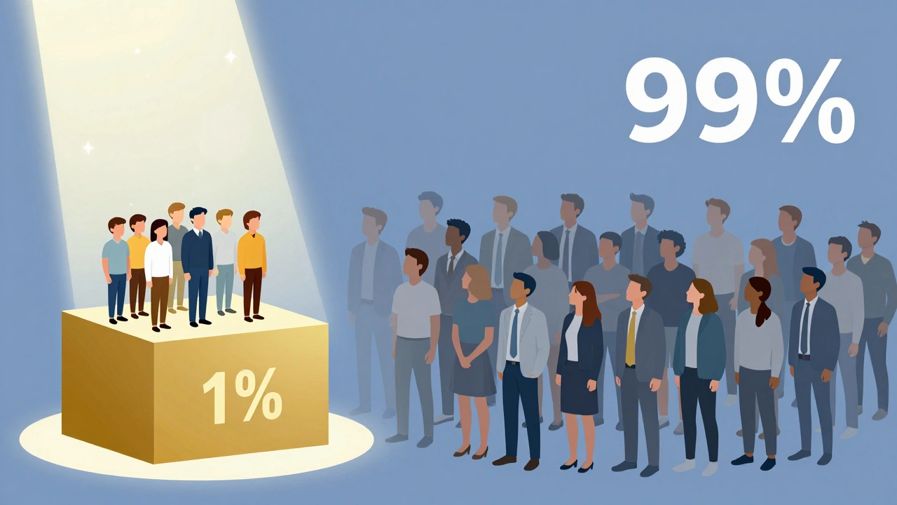 Conceptual graphic showing the tiny percentage of full scholarship winners