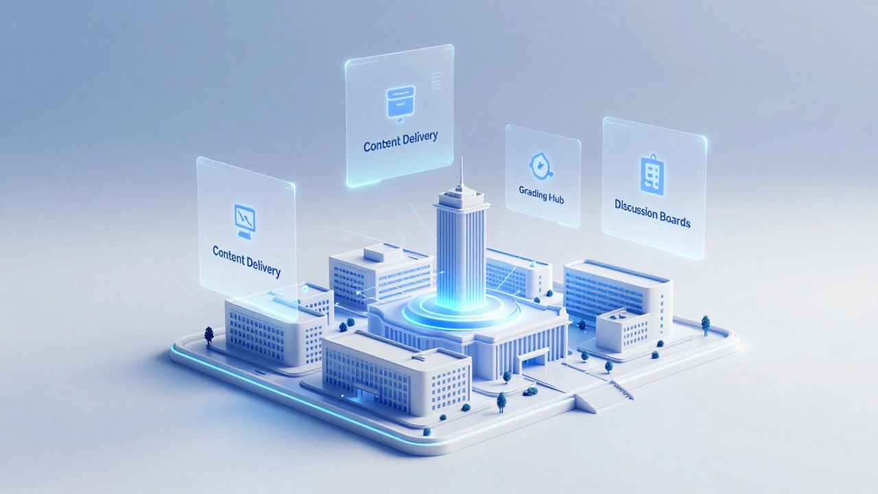 Abstract visualization of a digital learning management system