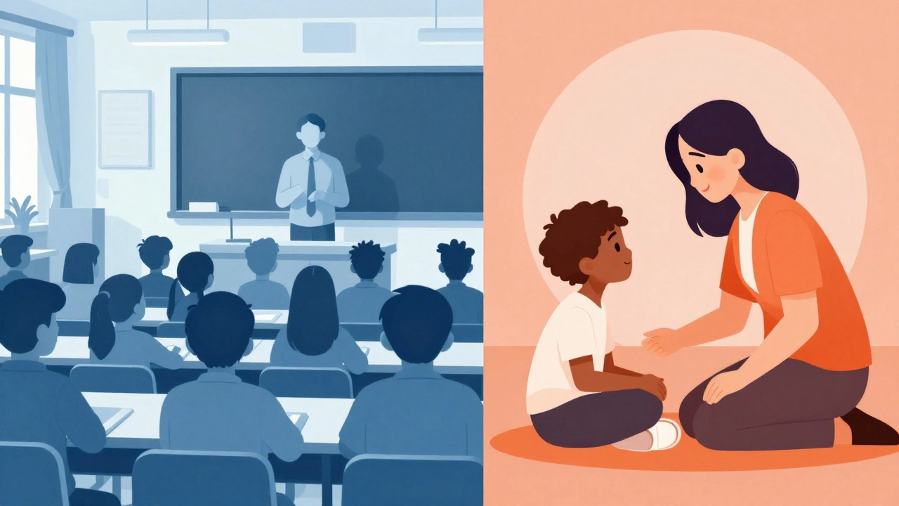 Illustration comparing a classroom teacher with a one-on-one tutor