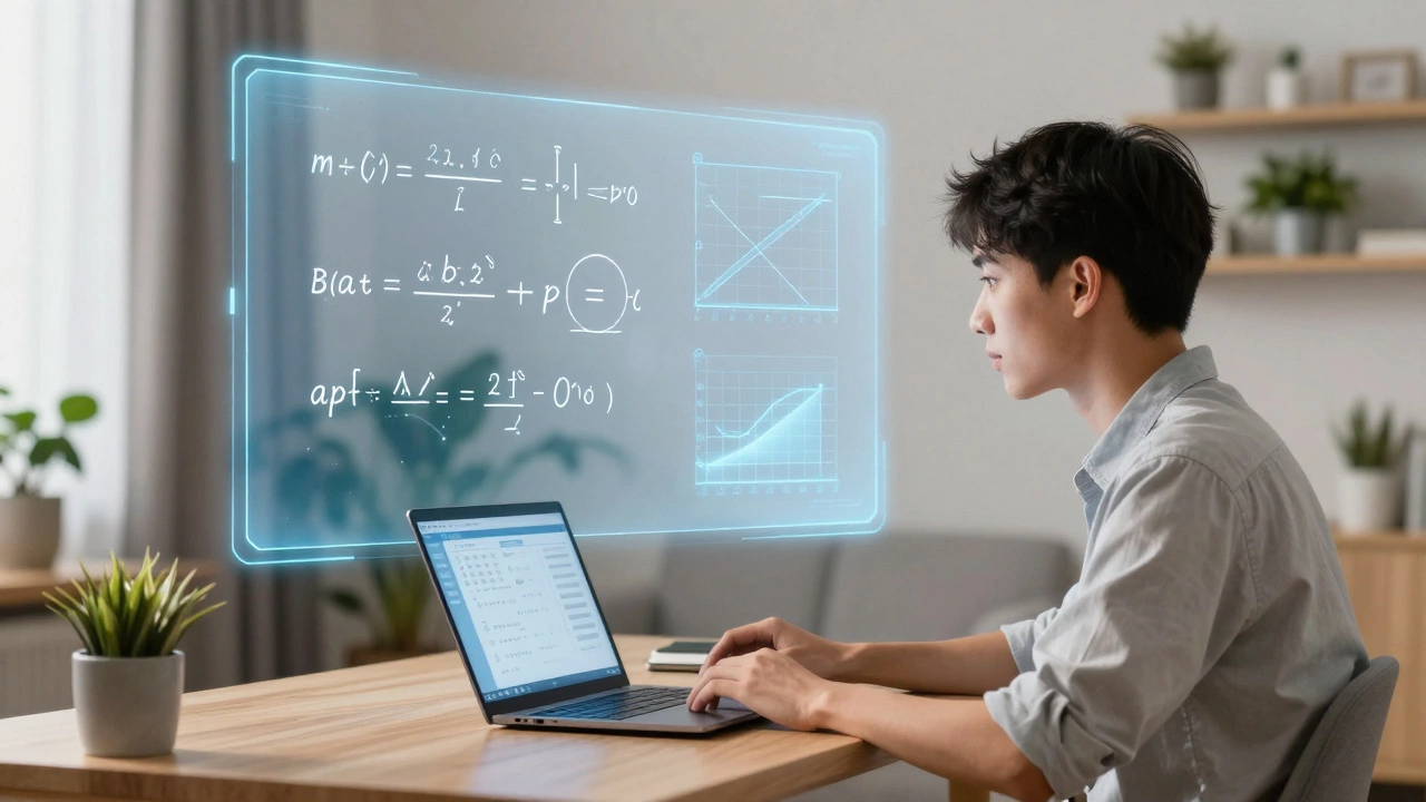 Student engaged in online math tutoring with digital whiteboard overlay
