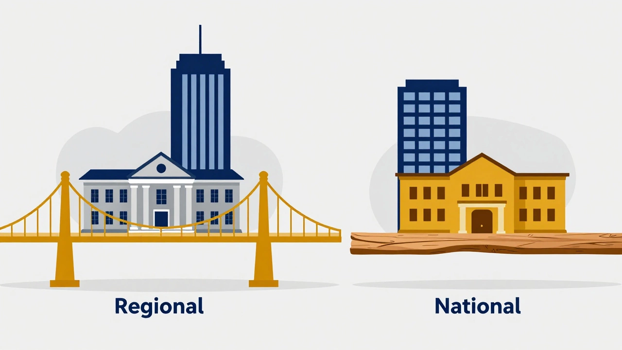 Illustration comparing regional and national accreditation bridges in education