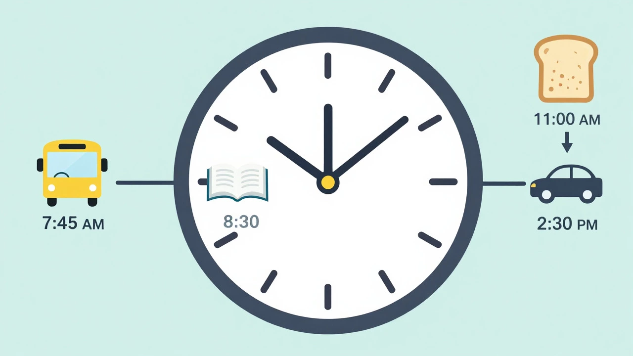 Vector illustration of school day timeline icons