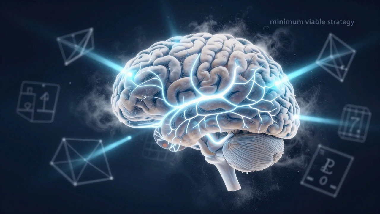 Surreal illustration of a brain with fading neural paths and blurring math symbols.