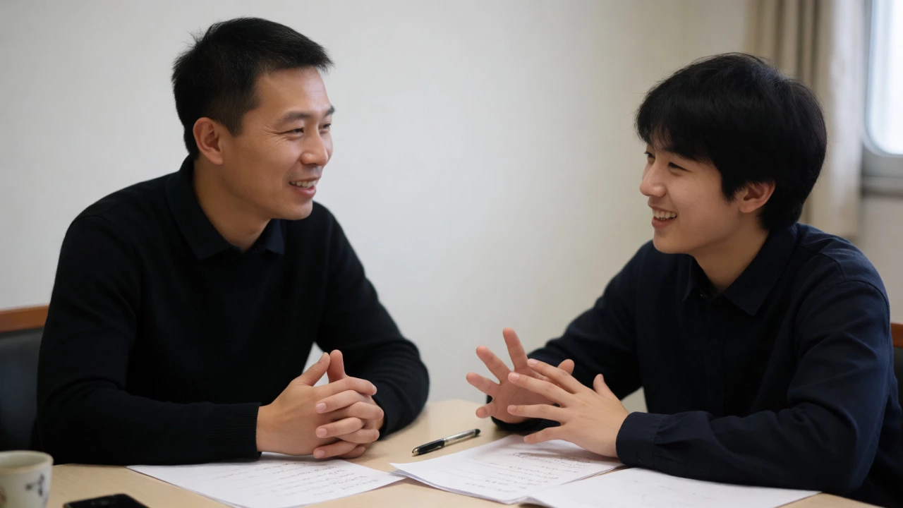 Tutor and student having a friendly conversation during icebreaker