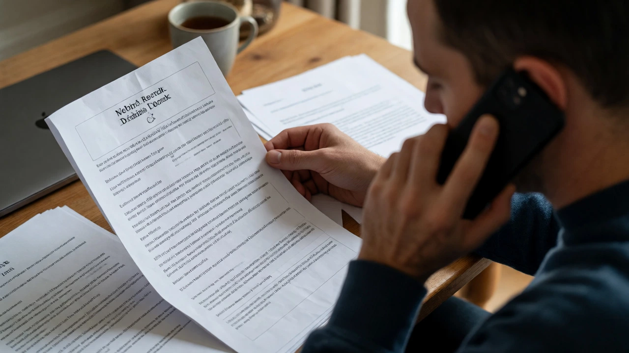 A parent reviews background check documents and makes a reference call during tutor vetting.